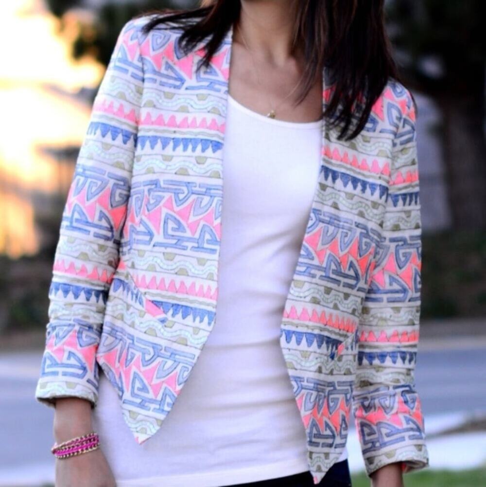 Parker Emmy embroidered linen cream blazer size medium